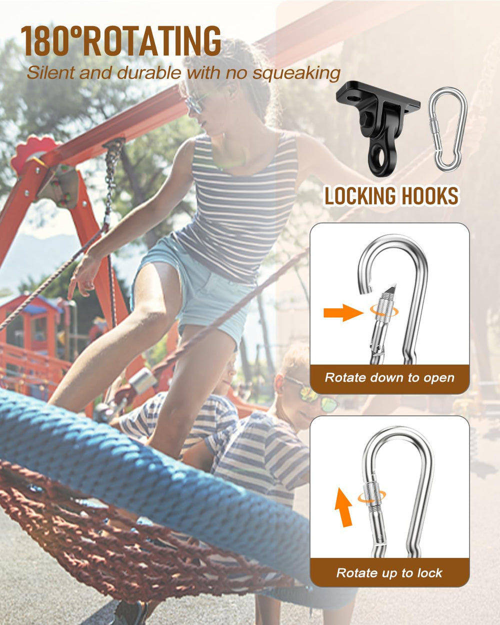 HUPBIPY versatile mounting for indoor and outdoor swings, hammocks, and yoga seats.