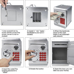 HUSAN piggy bank ABS-material construction emphasizes durability.