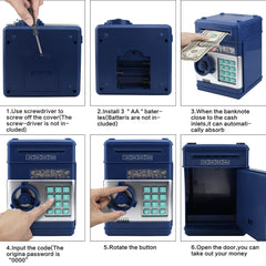 HUSAN piggy bank battery compartment powers electronic lock.