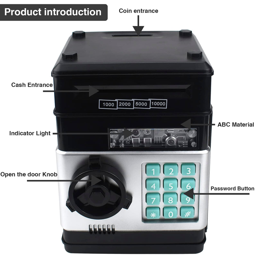 HUSAN Piggy Bank bill slot front, notes enter smoothly