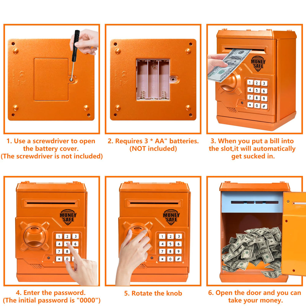 HUSAN piggy bank orange anti fall ABS shell for durable use.