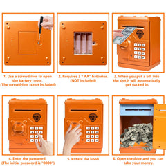 HUSAN piggy bank orange anti fall ABS shell for durable use.