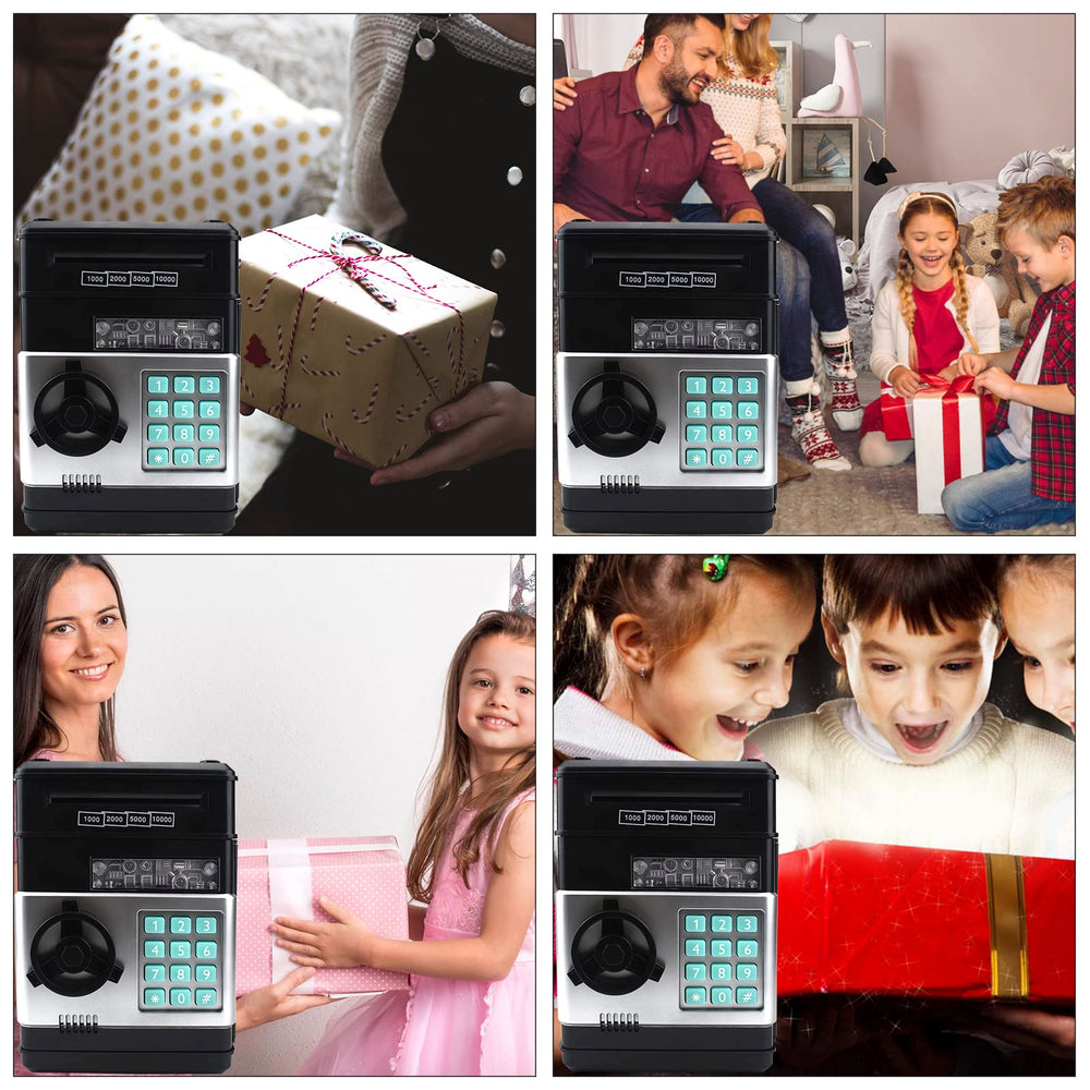 HUSAN Piggy Bank package includes manual and features overview