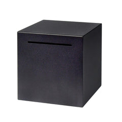 HUSAN piggy bank in black shows unbreakable stainless steel durability for secure savings.