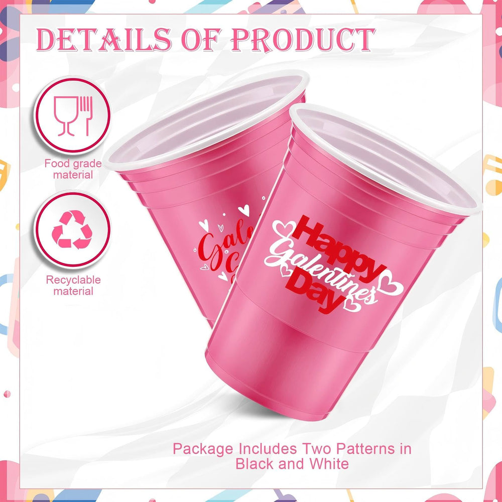 Hushee pink disposable cups highlight heart designs for a festive girlfriend gathering.