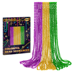 Huskein Mardi Gras beads 33-inch purple-green-gold for parade style and festive looks.