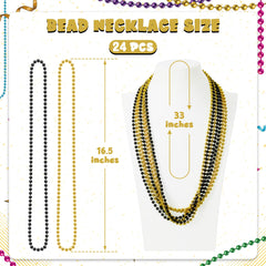 Huskein Mardi Gras beads fullview of black-gold beads ideal for parade outfits