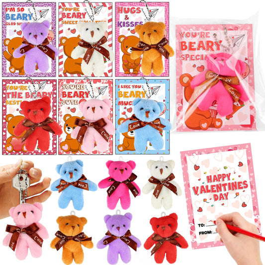 Huyamap 28-pack valentines cards with bear designs for classroom exchanges