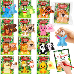 Huyamap 24-pack valentines animals plush with cards, ready for classroom exchanges