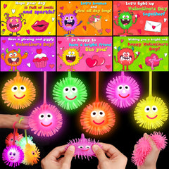 Huyamap valentines-led puffer balls 24-pack glow for classroom fun