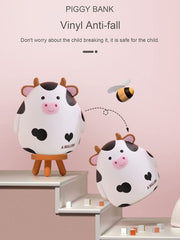 HW Cow Piggy Bank in nursery decor; blends with kids rooms.