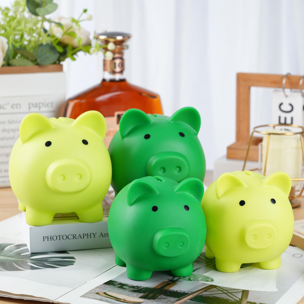 H&W Dark Green Piggy Bank, a friendly companion for young savers.