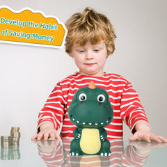 H&W Dinosaur Money Bank close-up head emphasizes the cute design.