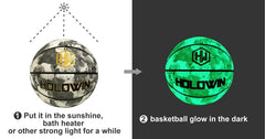HW HOLOWIN night glow basketball on court highlights night practice and skill drills.