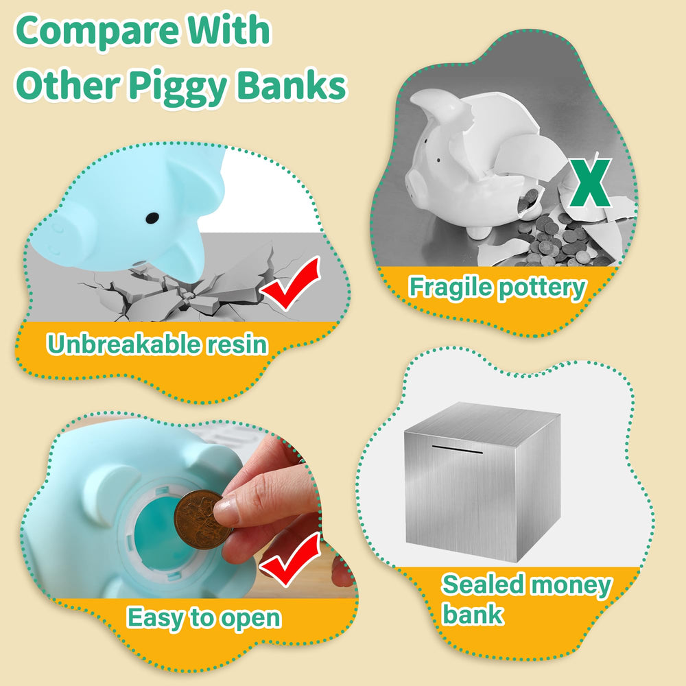 H&W Mini Piggy Bank blue durable PVC material for safe long-lasting use