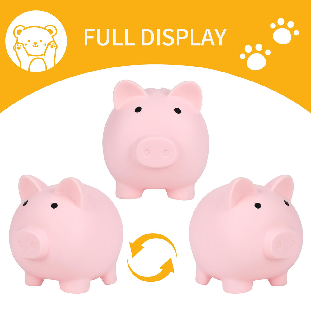 H&W Mini Piggy Bank pink top slot enables easy coin insertion for kids
