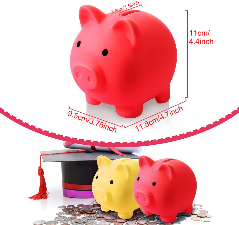 H&W piggy bank red in-bedroom decor doubles as a playful savings helper