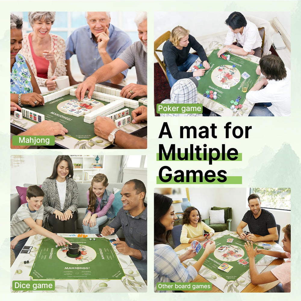 HWZ Mahjong Mat at play demonstrates a quiet surface suitable for cards.