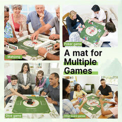HWZ Mahjong Mat at play demonstrates a quiet surface suitable for cards.