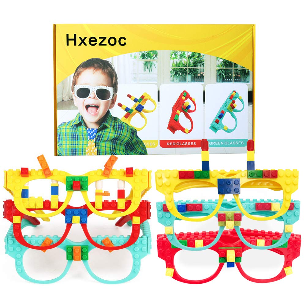 Close-up of Hxezoc brick-compatible glasses design for safe building