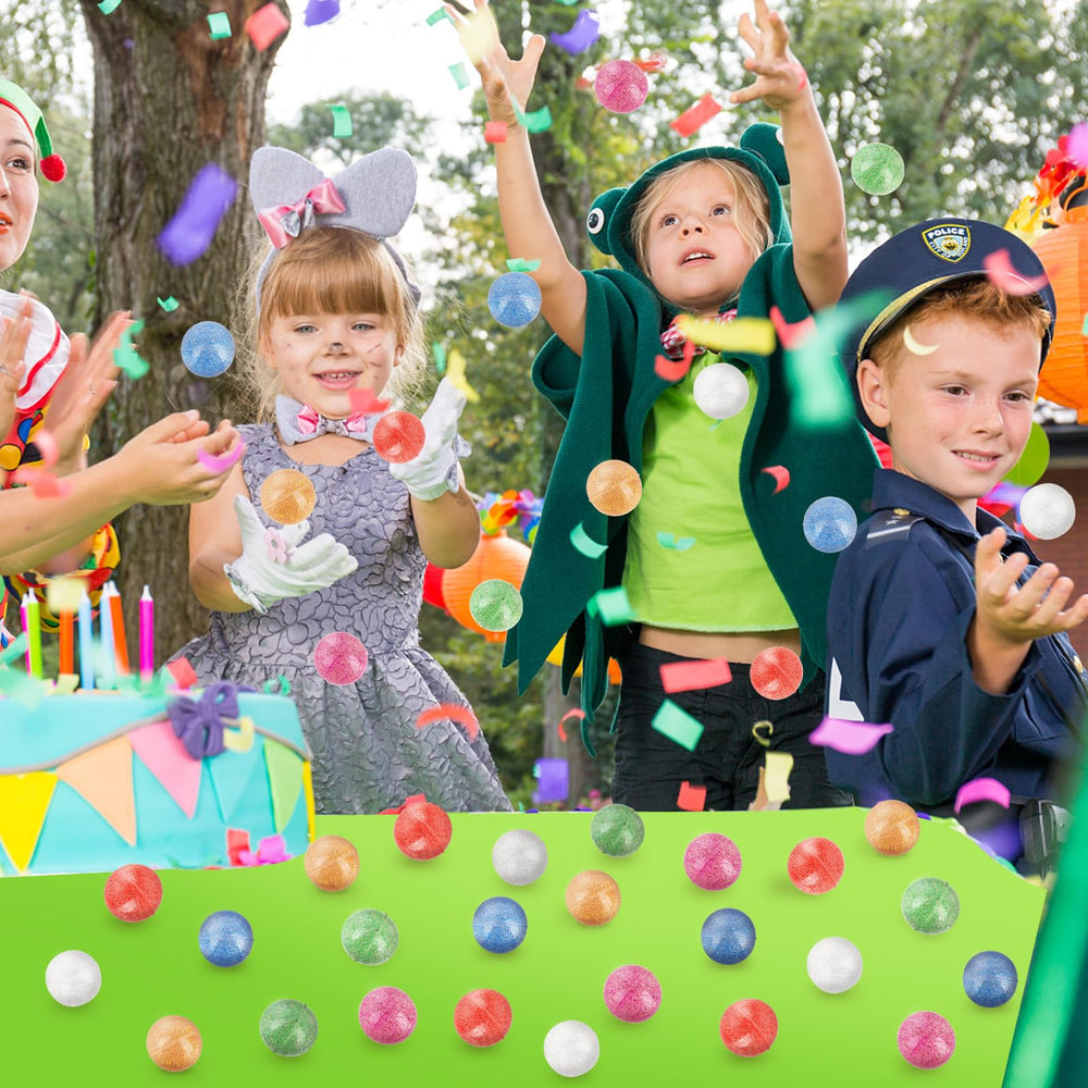 Hxezoc glitter bouncy ball 24pcs set, six colors showcased.