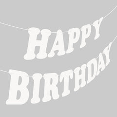 Hxezoc white Happy Birthday banner full set creates a vibrant party backdrop.