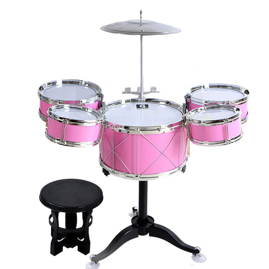 HXIA kids drum set pink bass drum for beginner rhythm practice.