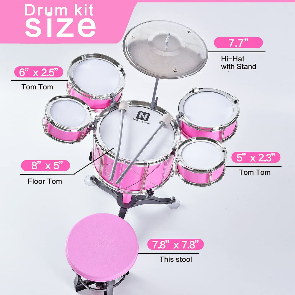 HXIA kids drum set pink small drum B for imaginative play.