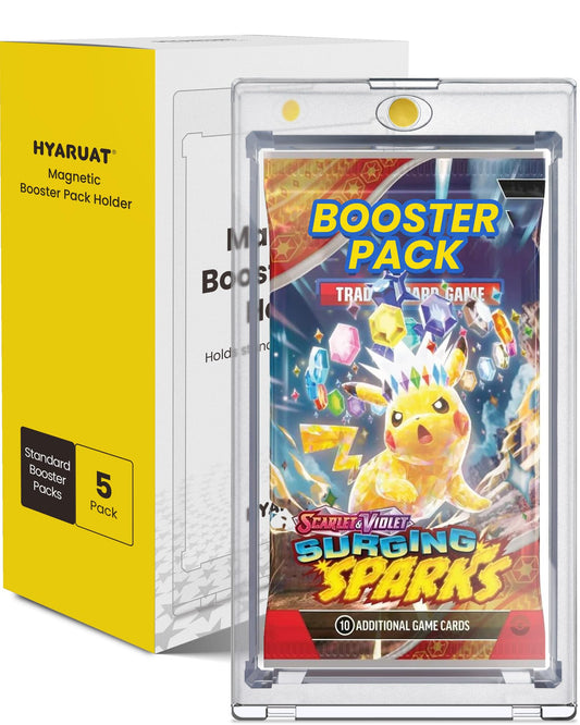 HYARUAT magnetic booster pack holder front view showing clear display and protection