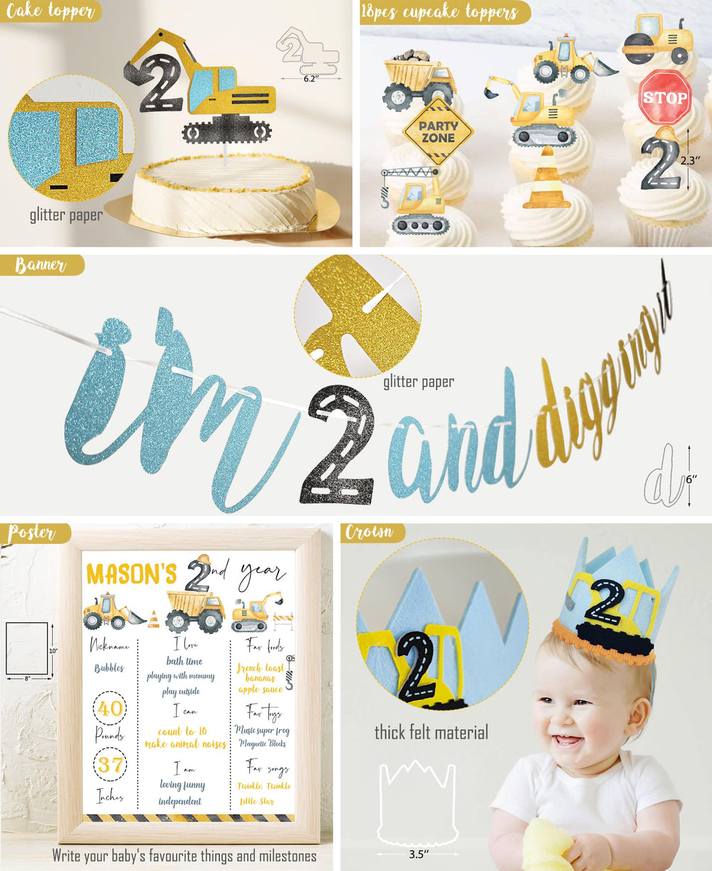 HYCSANBAO cake topper shows construction theme for a fun cake