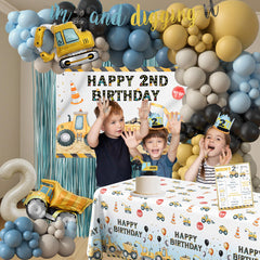 HYCSANBAO foil balloon number 2 with excavator motif for decor