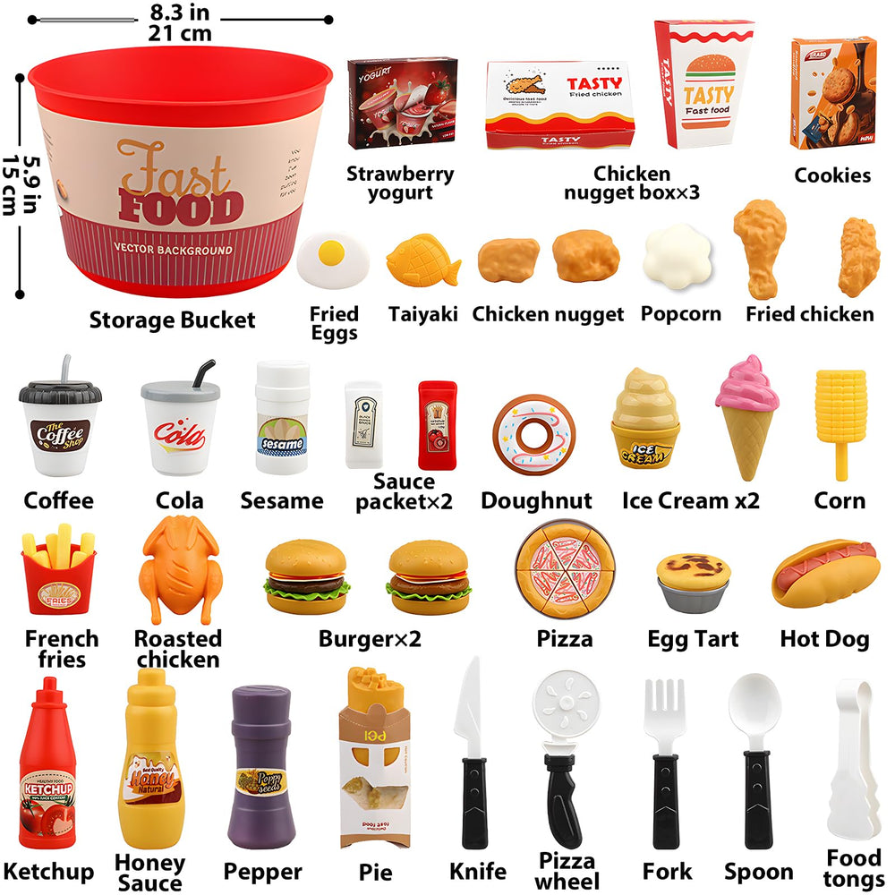 Hydeem hot dog toy with condiments for realistic meal role play.