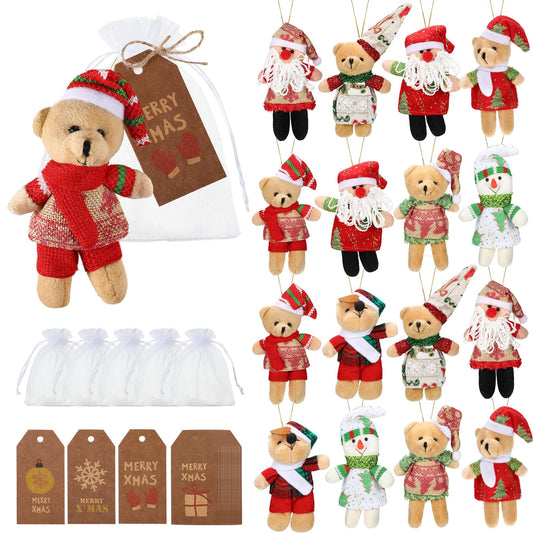 HyDren Christmas mini bear collection displayed as party favors and tree ornaments