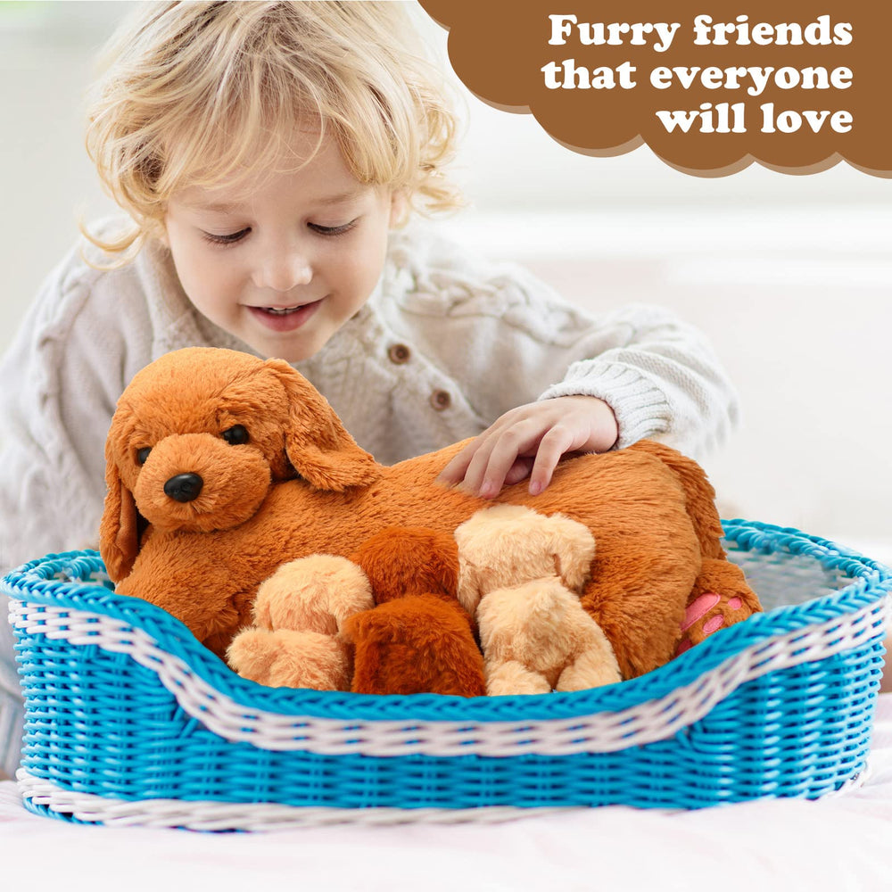 HyDren Nurturing Dog gray puppy, 5-inch plush, cozy story time friend.