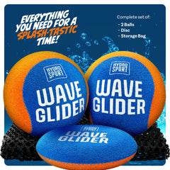 HydroSport skipping water balls on a sunny beach scene, ideal for family games.