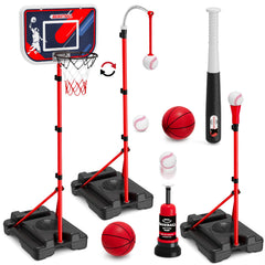 HYES 4 in 1 basketball hoop in action for kids' outdoor play