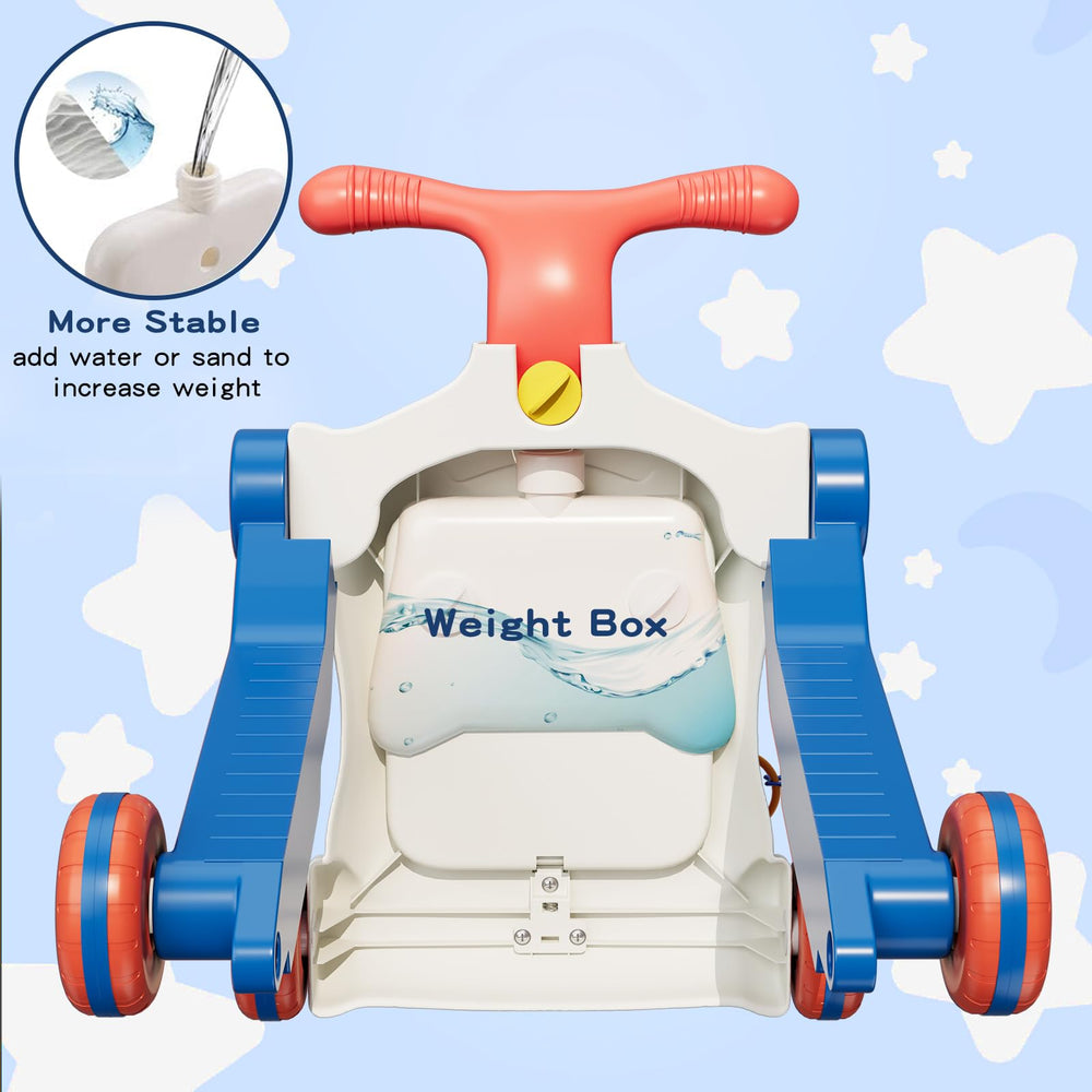 HYES blue walker panel features three balls for grasping and rolling play.