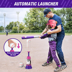 HYES baseball set height-adjustment enables growing players.