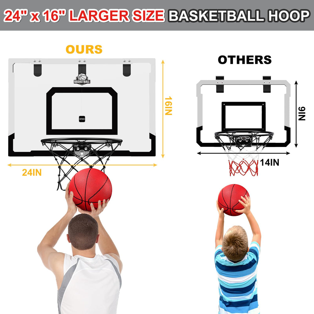 HYES door hoop rim action captures dunk-like fun for adults and kids.