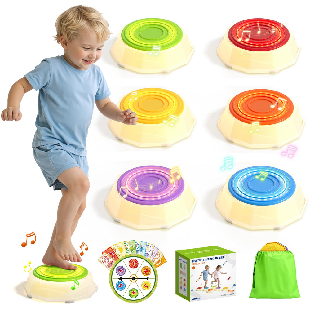 HYES light-up stepping stones six-pack illuminate play and balance training.