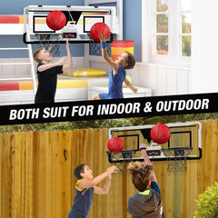 HYES mini-basketball set includes 3 balls for instant play