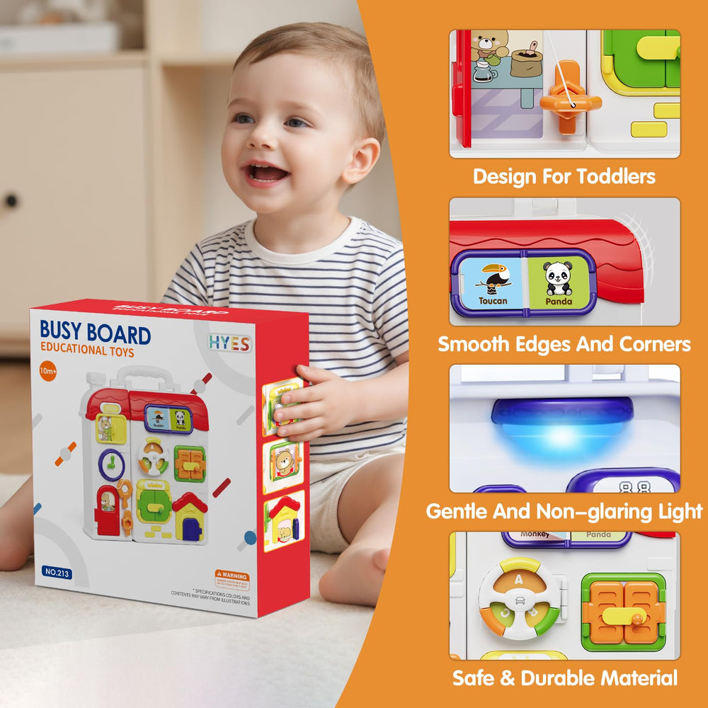 HYES Montessori Busy Board key-inserting station invites problem solving