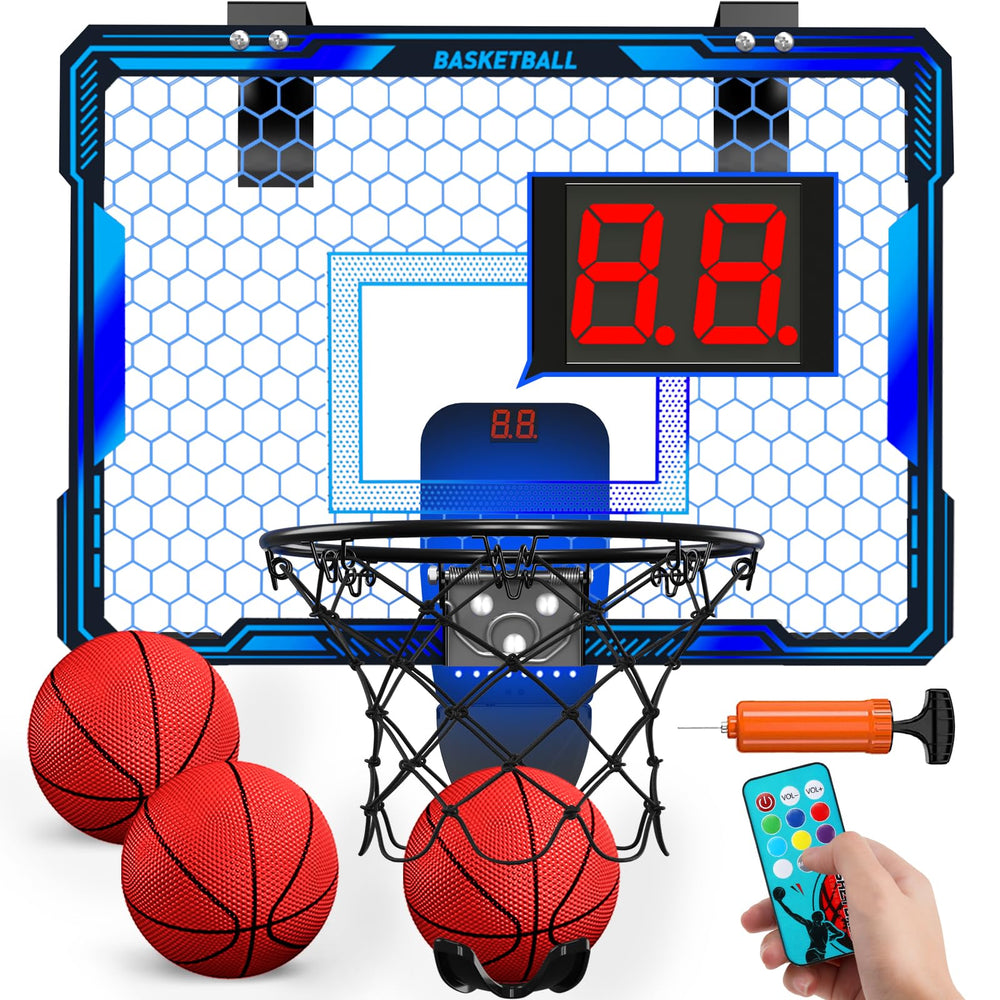 HYES remote-control hoop over-door blue for quick indoor play
