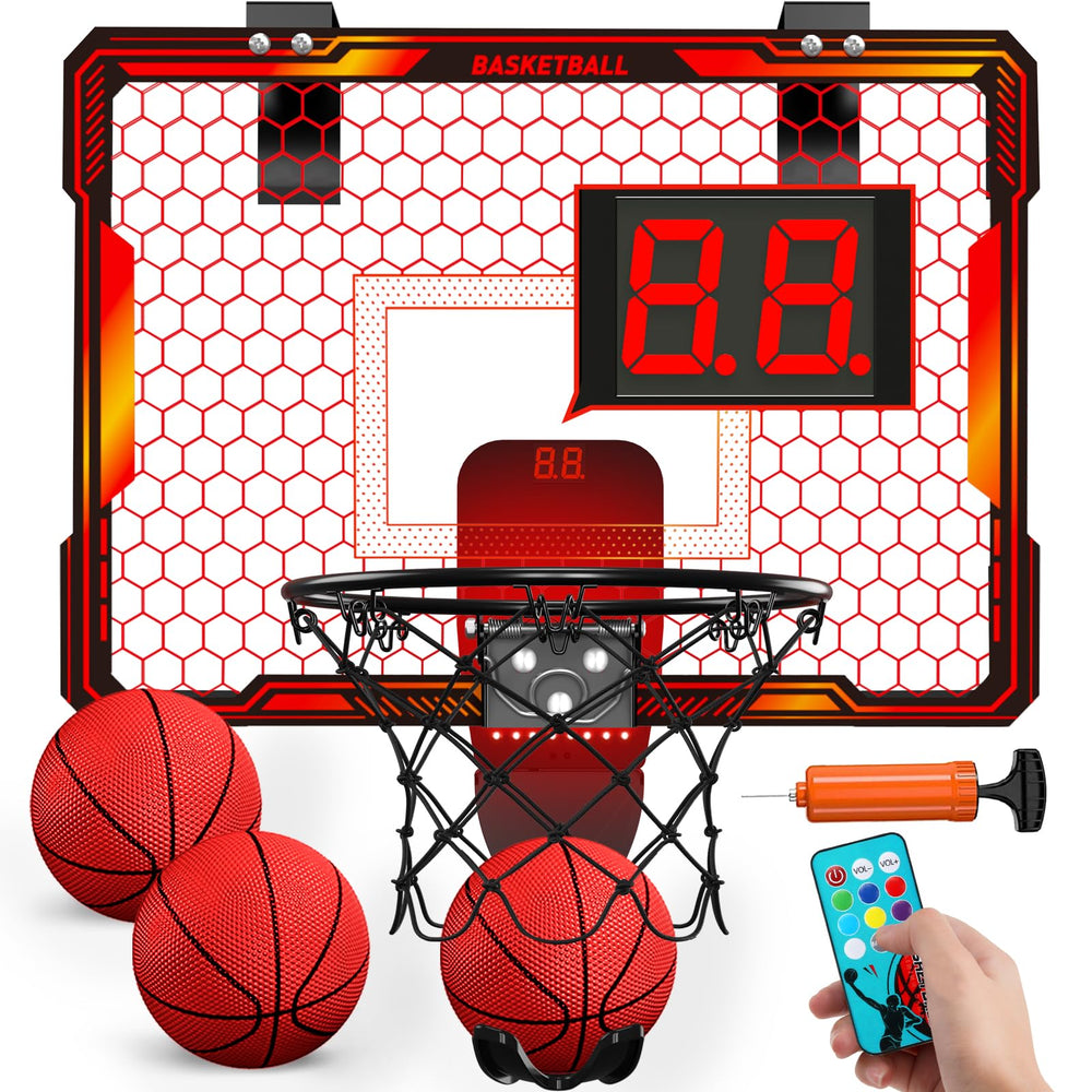 HYES remote control basketball hoop over door setup for quick home play
