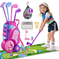HYES Toddler Golf Set with golf cart promotes active play and easy transport.