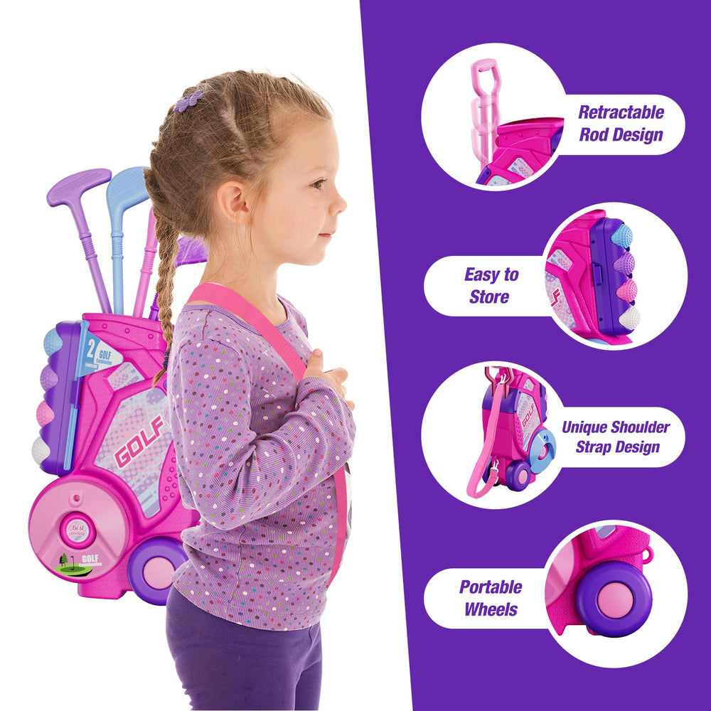 HYES Toddler Golf Set putting mat showcases a practice area for developing coordination.