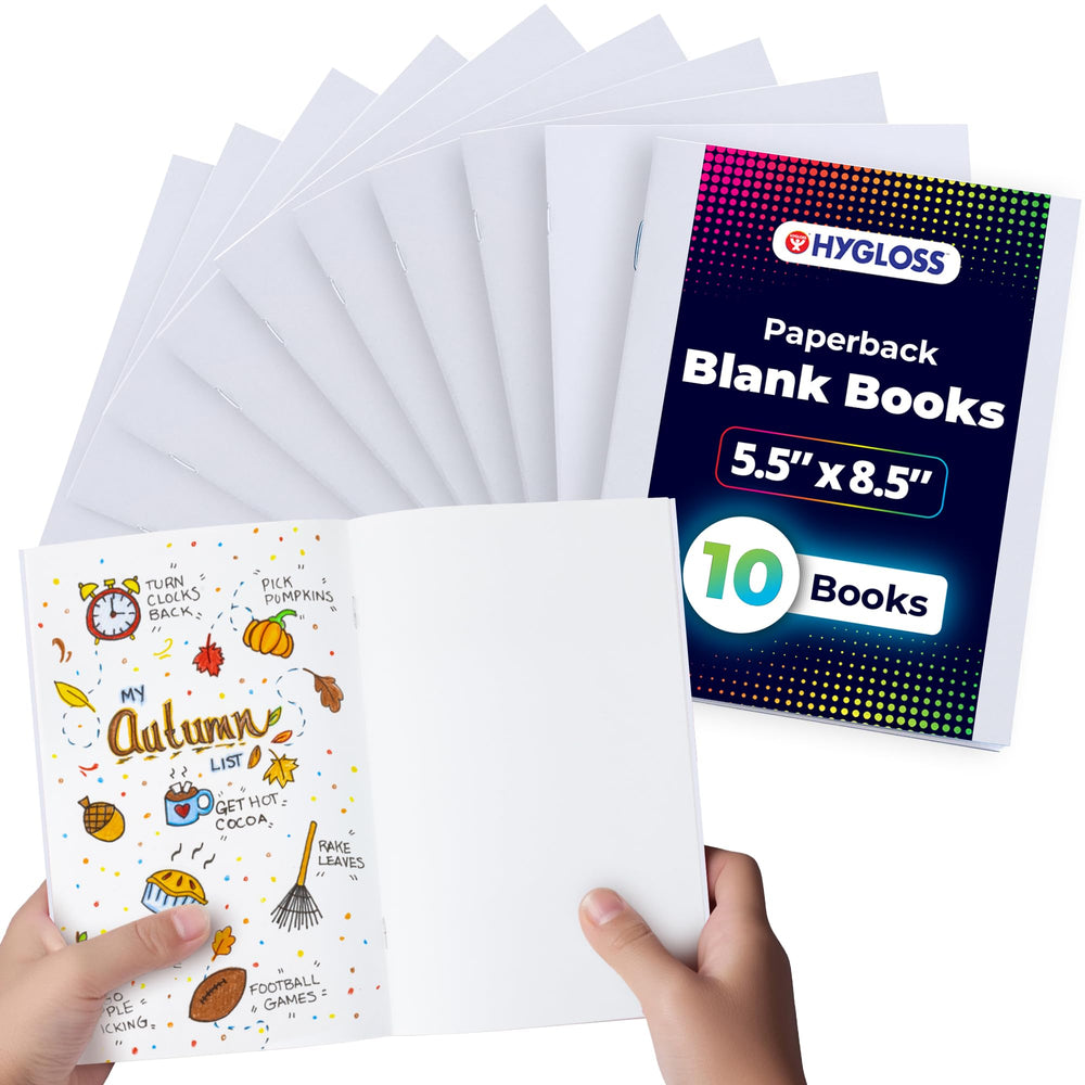 Hygloss white blank book cover ideal for journaling and storytelling.