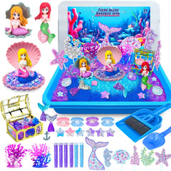 Hymaz Mermaid Sensory Bin with mermaid figures for imaginative sea-world play.