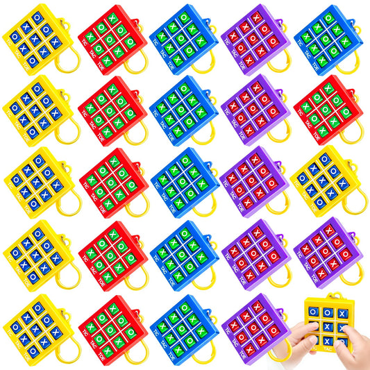 Hymaz valentines tac tac toe keychains in multicolor, perfect as party favors.