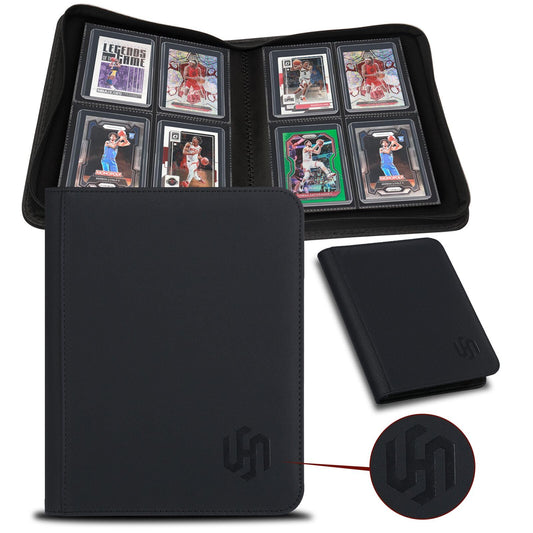 HYMENEX Toploader Binder front view shows 4-pocket layout for 112 cards.